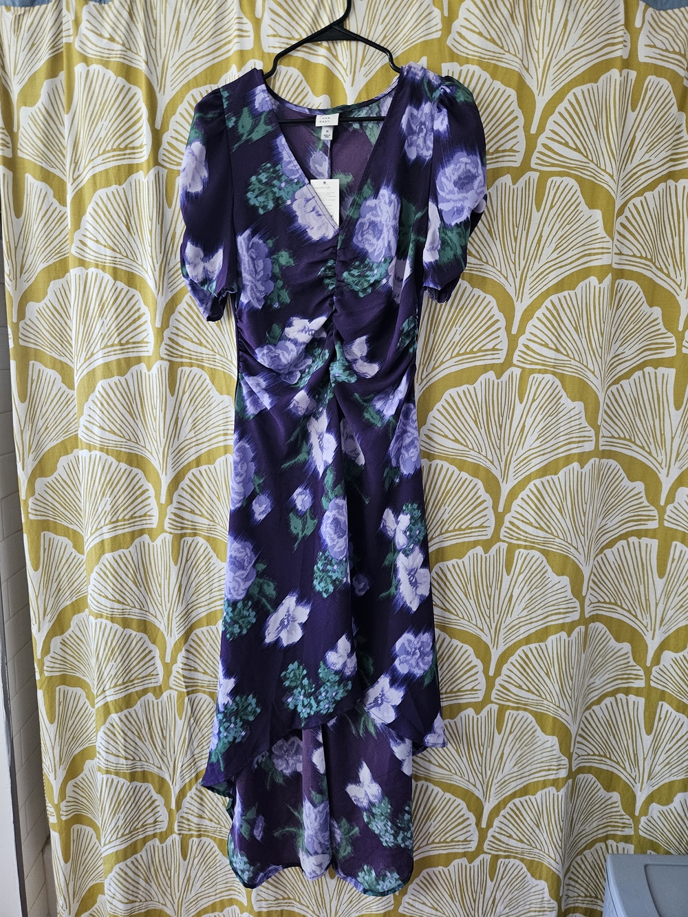 Target Purple Floral High-Low Dress with Puff Sleeves